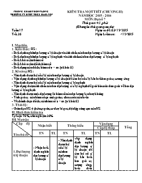 Kiểm tra một tiết (chương II) năm học 2015 - 2016 môn Đai sô 7